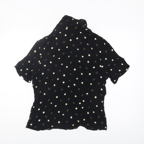 Marks and Spencer Women's Black Polka Dot Blouse - Size 16
