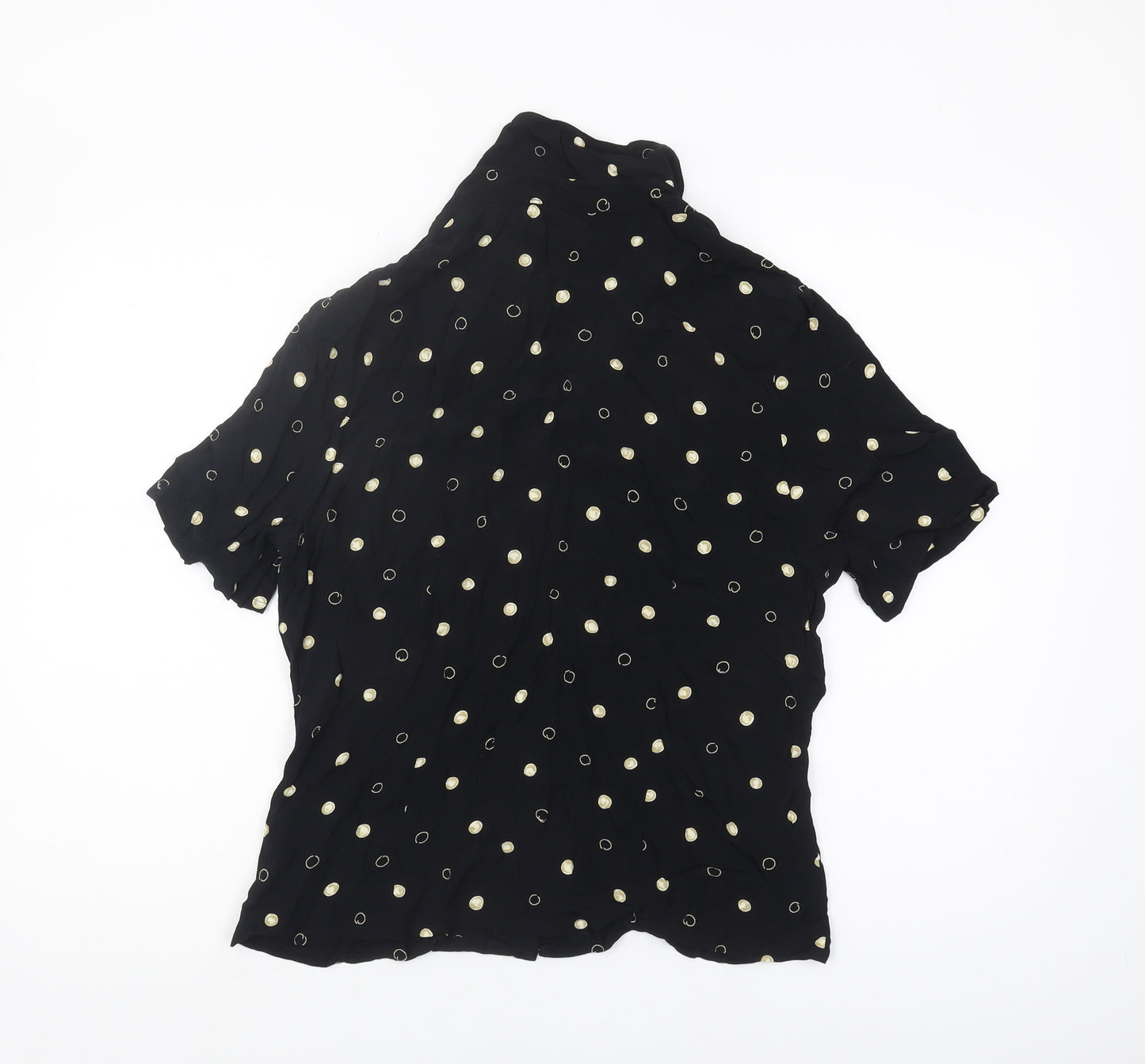 Marks and Spencer Women's Black Polka Dot Blouse - Size 16