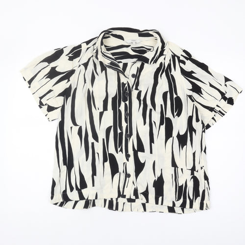 Next Women's Black Button-Up Shirt, Size 16, Animal Print