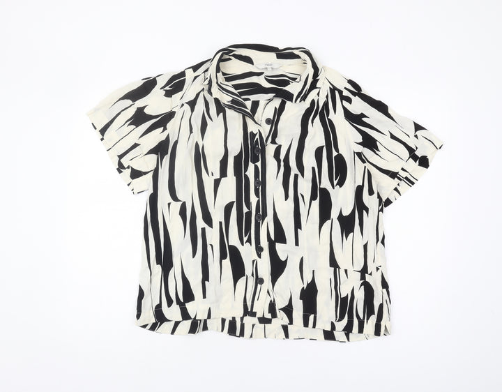 Next Women's Black Button-Up Shirt, Size 16, Animal Print