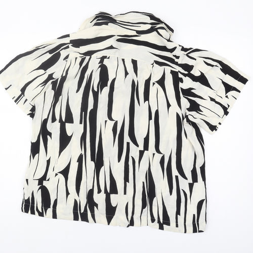 Next Women's Black Button-Up Shirt, Size 16, Animal Print