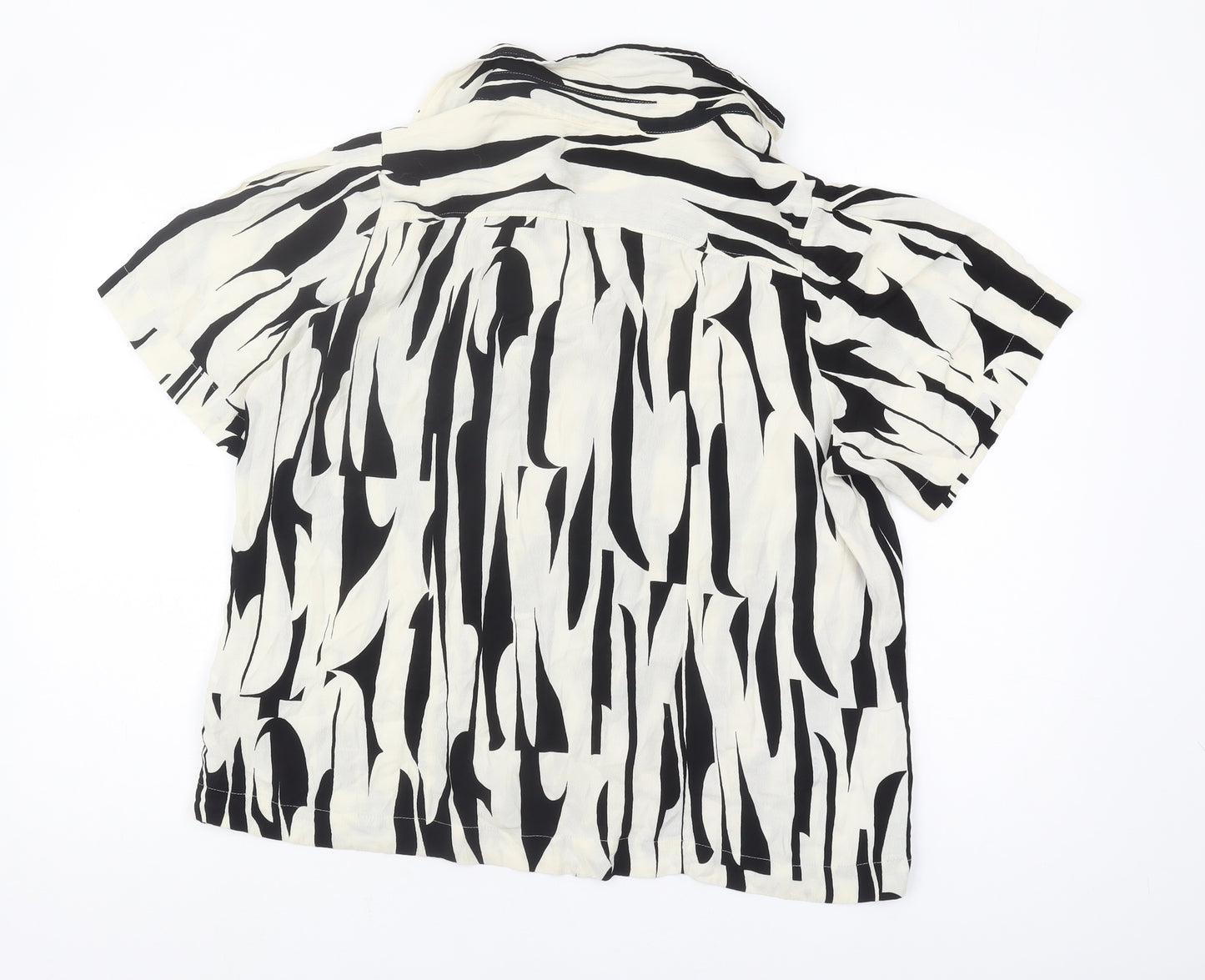 Next Women's Black Button-Up Shirt, Size 16, Animal Print