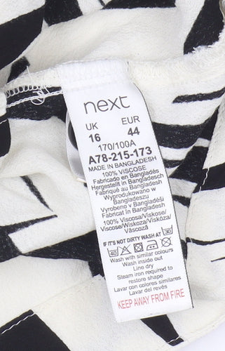 Next Women's Black Button-Up Shirt, Size 16, Animal Print
