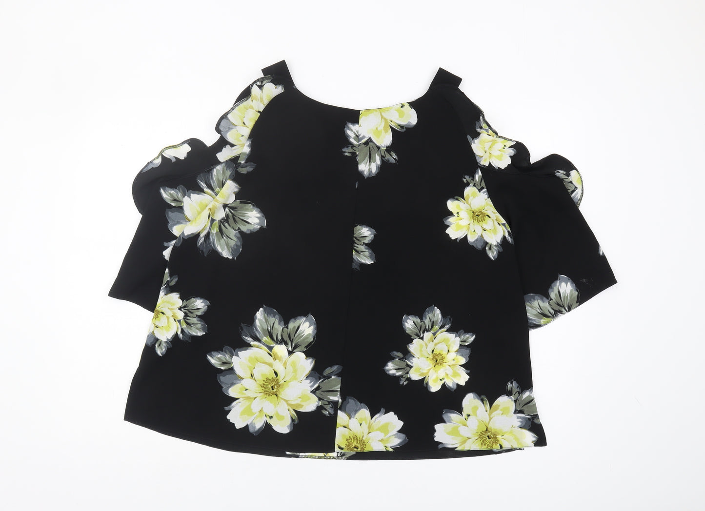 Roman Women's Black Floral Cold Shoulder Blouse