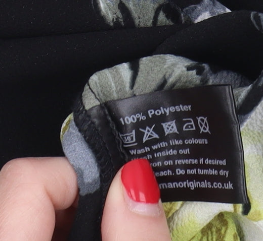 Roman Women's Black Floral Cold Shoulder Blouse