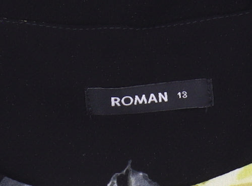 Roman Women's Black Floral Cold Shoulder Blouse