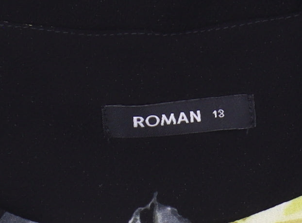 Roman Women's Black Floral Cold Shoulder Blouse