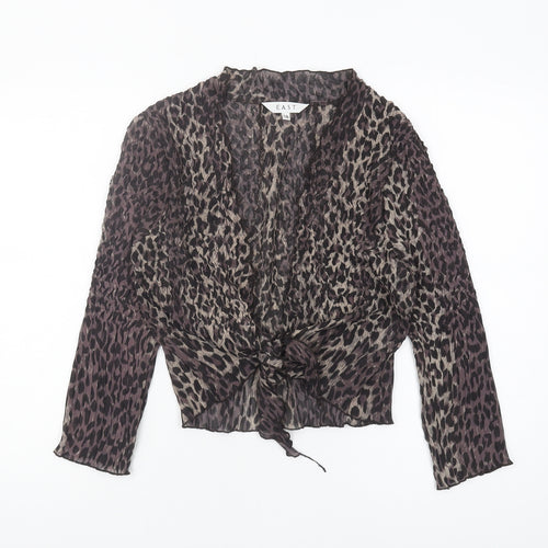 East Women's Multicoloured Animal Print Wrap Blouse - Size 16