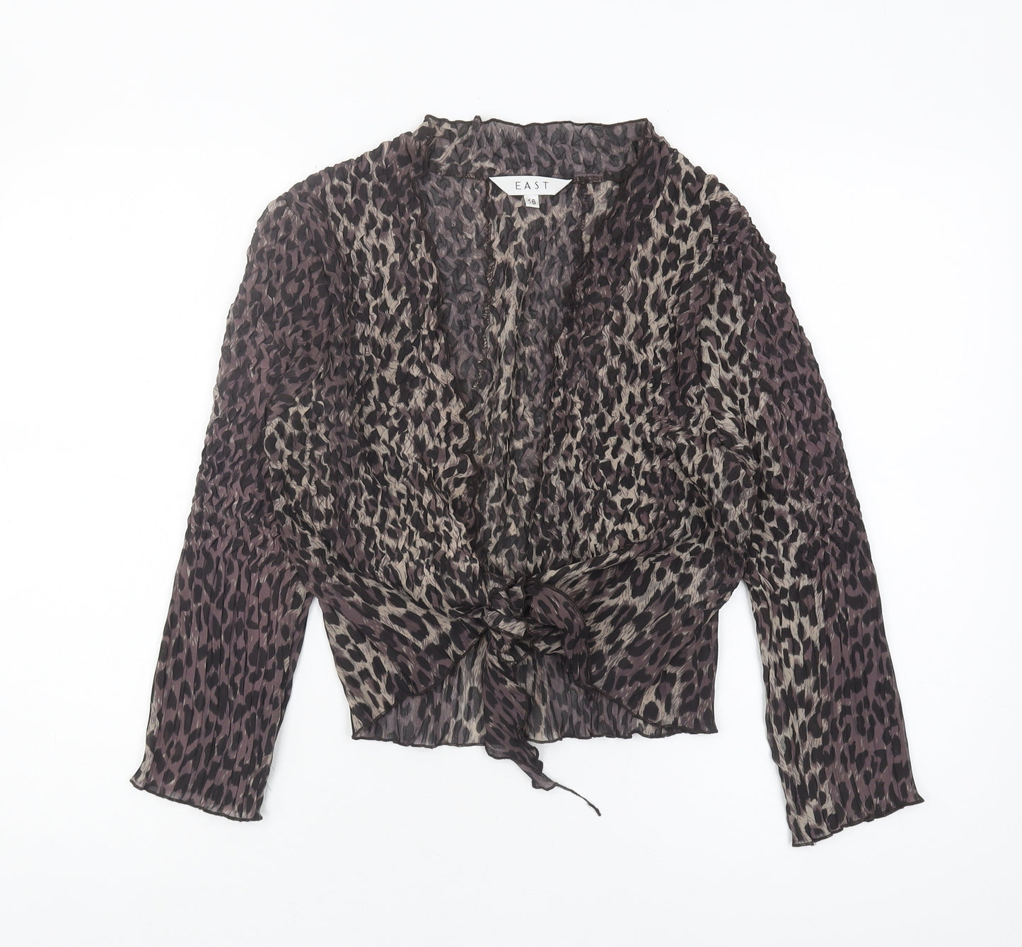 East Women's Multicoloured Animal Print Wrap Blouse - Size 16