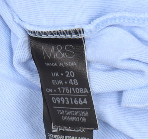 Marks and Spencer Blue Cotton T-Shirt, Size 20, Women's Casual Wear
