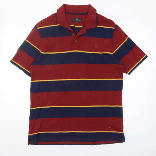 Marks and Spencer Men's Red Striped Polo Shirt M