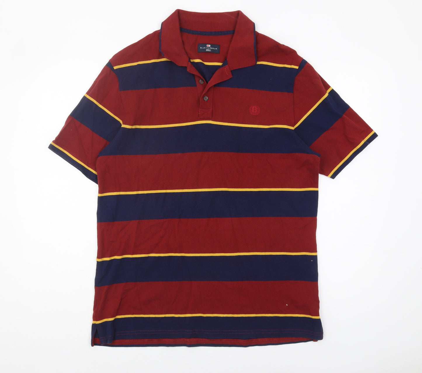 Marks and Spencer Men's Red Striped Polo Shirt M