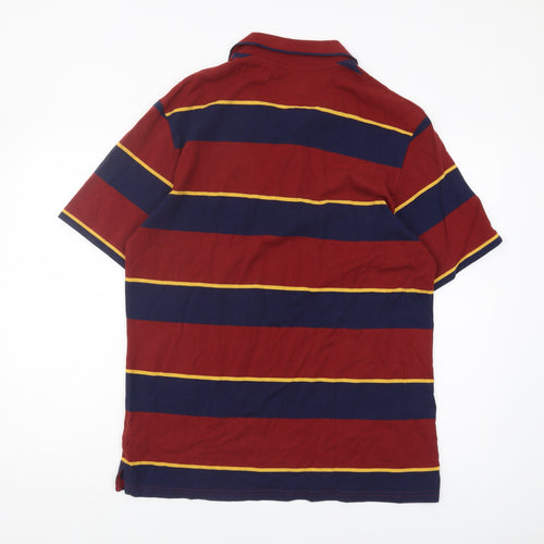 Marks and Spencer Men's Red Striped Polo Shirt M