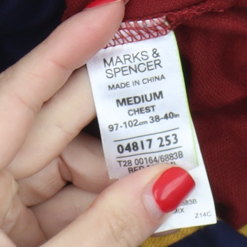 Marks and Spencer Men's Red Striped Polo Shirt M