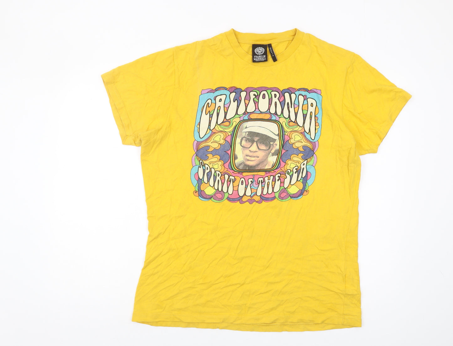 Franklin Marshall Yellow XL Retro Graphic T-Shirt