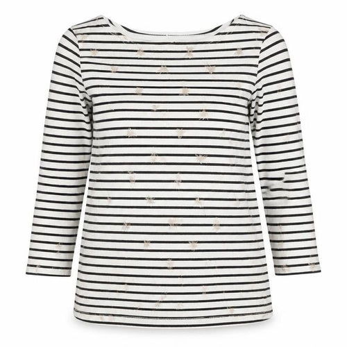 Joules Women's Black White Striped Long Sleeve T-Shirt