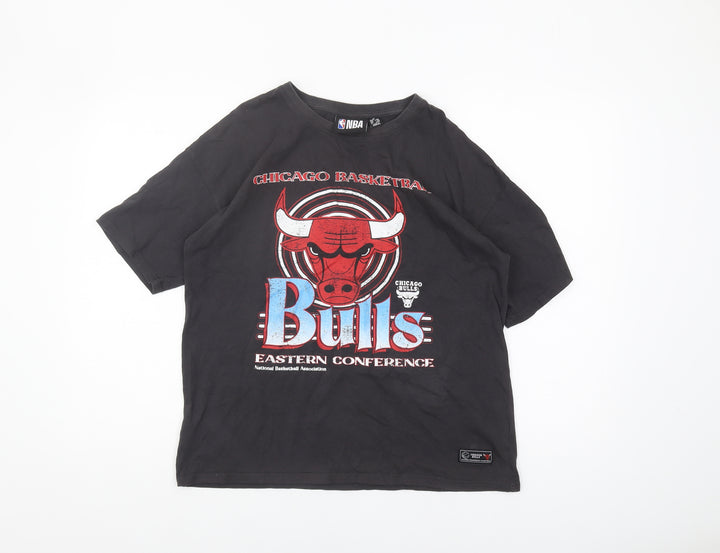 NBA Unisex Black XS Bulls Graphic T-Shirt, Relaxed Fit
