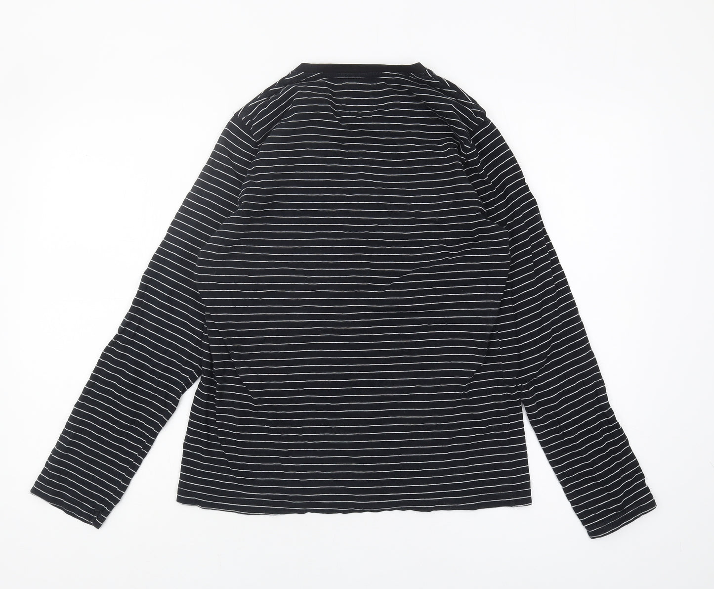 Pull&Bear Women's Black Striped Long Sleeve T-Shirt S