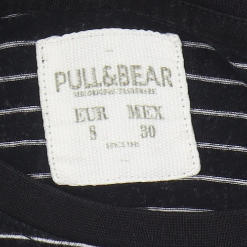 Pull&Bear Women's Black Striped Long Sleeve T-Shirt S