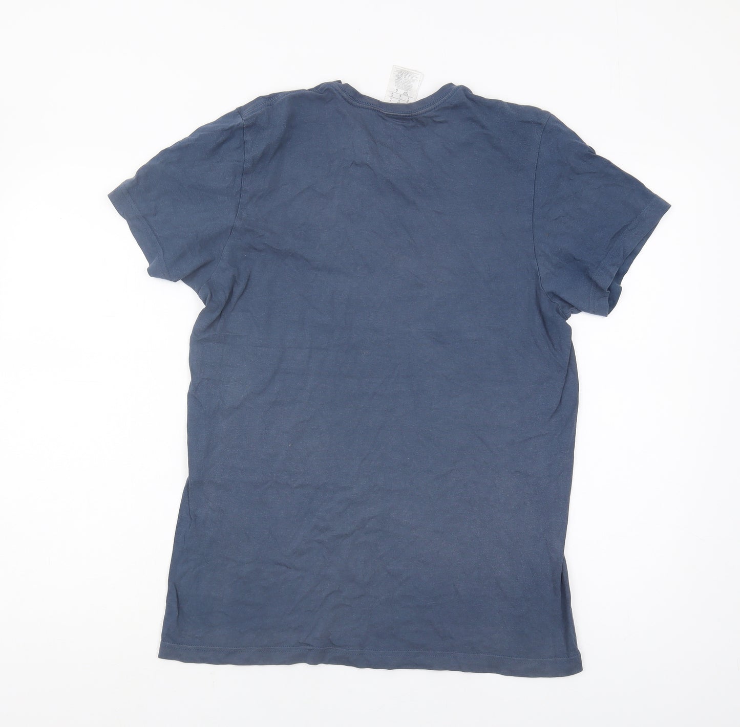 Adidas Men's Blue S T-Shirt, Logo, Cotton, Crew Neck
