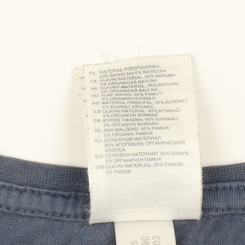 Adidas Men's Blue S T-Shirt, Logo, Cotton, Crew Neck