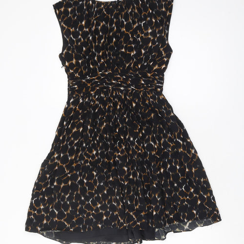 Boden Women's Black Brown Animal Print A-Line Dress