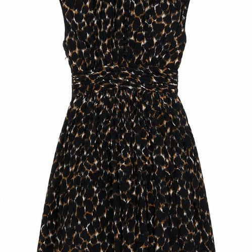 Boden Women's Black Brown Animal Print A-Line Dress