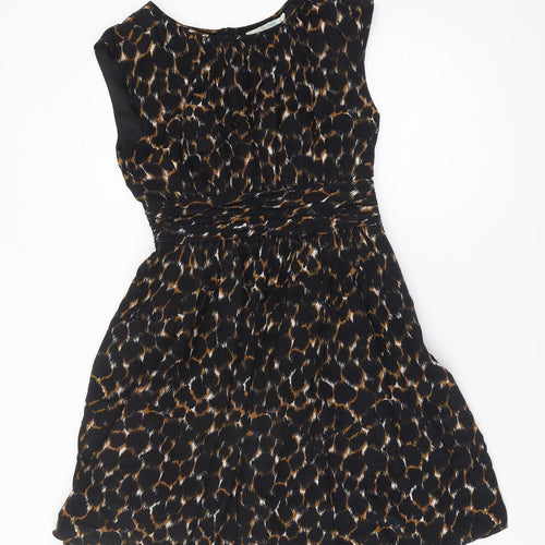 Boden Women's Black Brown Animal Print A-Line Dress