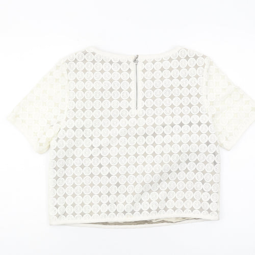 Mint Velvet Women's White Cropped Blouse Size 12