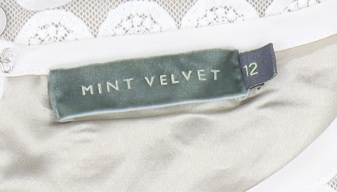 Mint Velvet Women's White Cropped Blouse Size 12