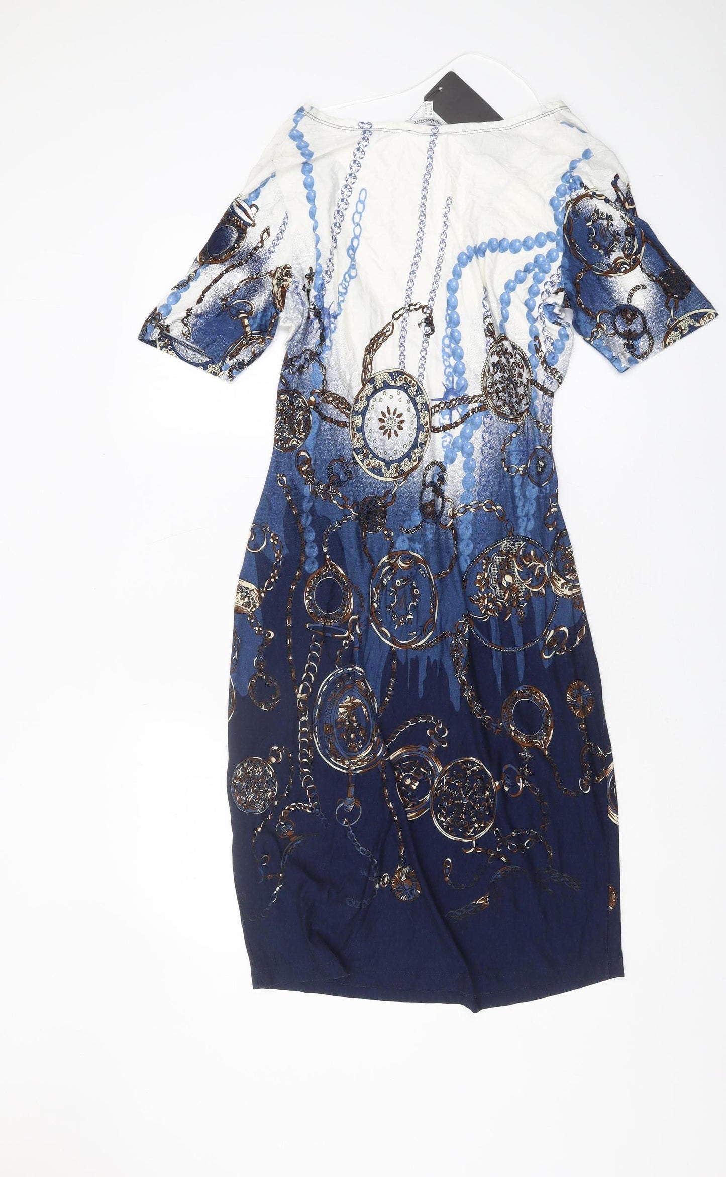 Steilmann Women's Blue & White V-Neck Dress - Size 12