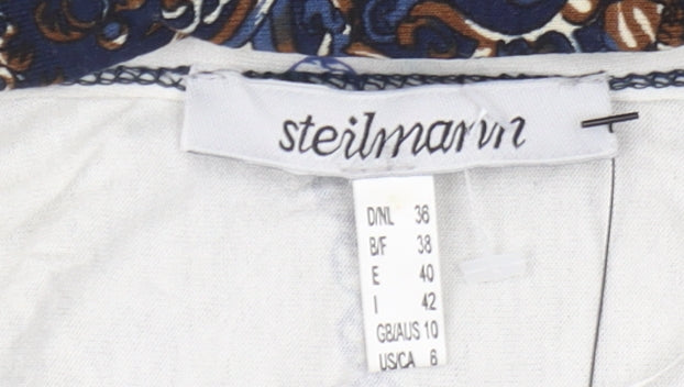 Steilmann Women's Blue & White V-Neck Dress - Size 12