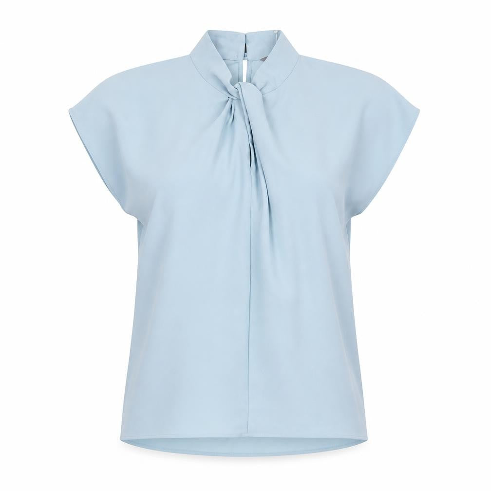 Front view of Principles Women's Blue High Neck Blouse, size 10