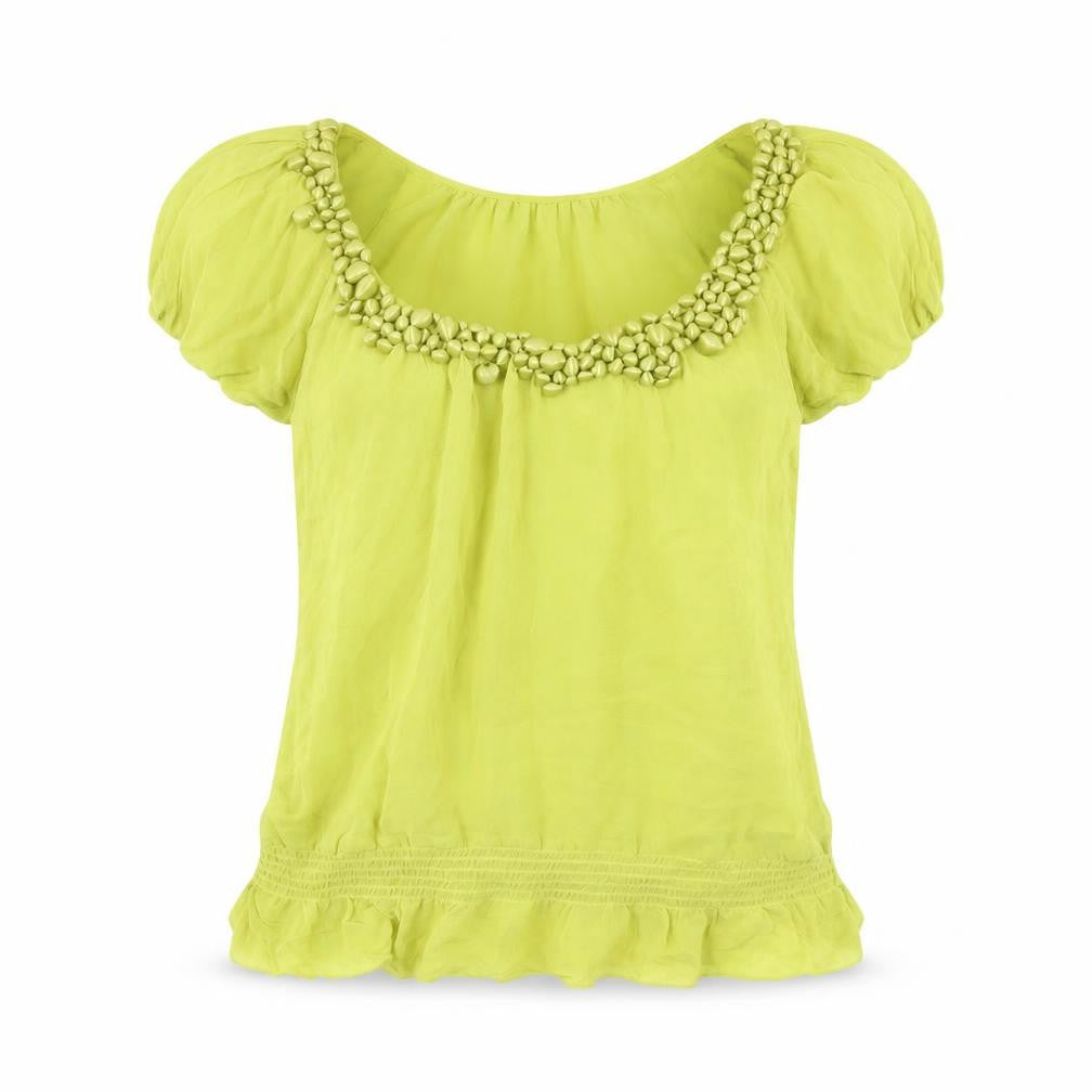 Front view of Ted Baker Women's Green Silk Top, size 10