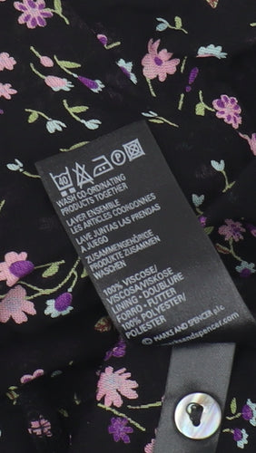 Marks and Spencer Women's Floral Cropped Blouse Black Size 10