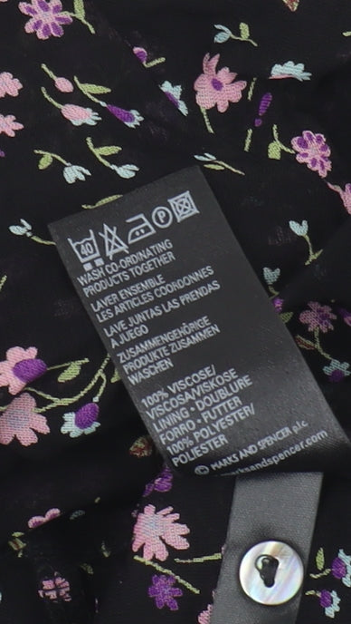 Marks and Spencer Women's Floral Cropped Blouse Black Size 10