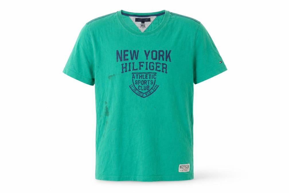Front view of Tommy Hilfiger Men's Green Graphic T-Shirt, size L