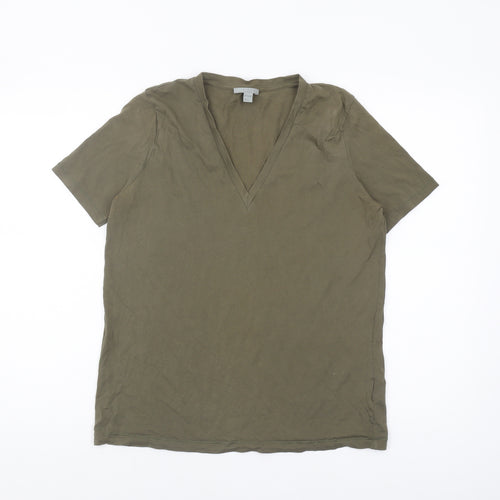 COS Green V-Neck Women's T-Shirt, Size 12, Cotton