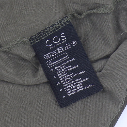 COS Green V-Neck Women's T-Shirt, Size 12, Cotton