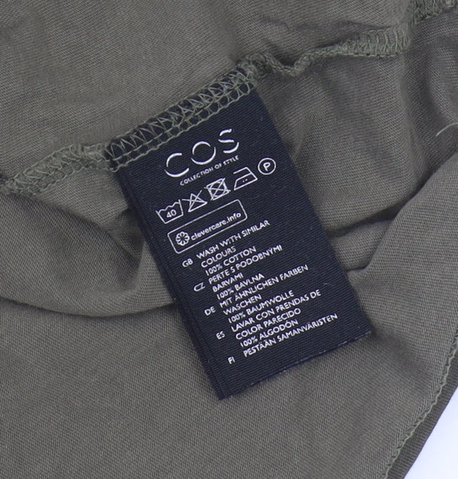 COS Green V-Neck Women's T-Shirt, Size 12, Cotton