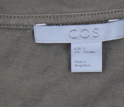 COS Green V-Neck Women's T-Shirt, Size 12, Cotton