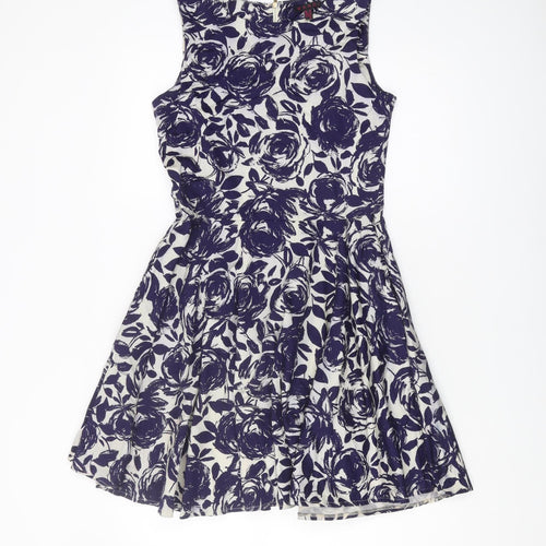 Mandi Women's Blue Floral Dress UK 10 Sleeveless