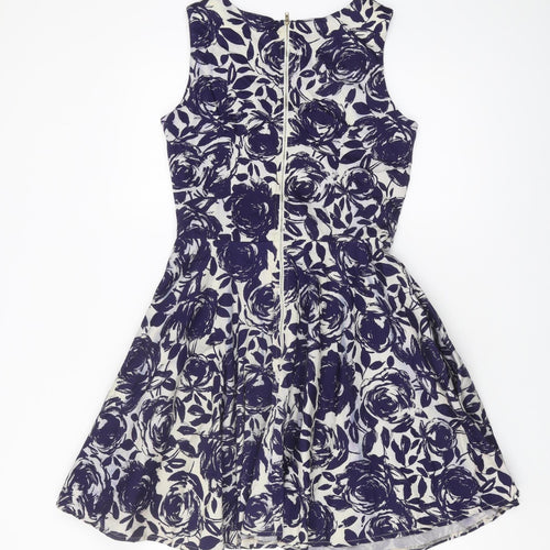 Mandi Women's Blue Floral Dress UK 10 Sleeveless