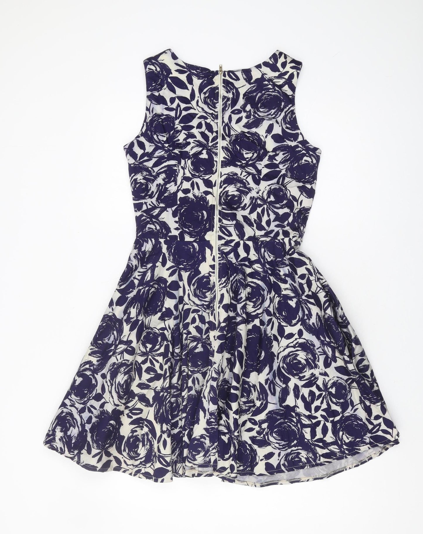 Mandi Women's Blue Floral Dress UK 10 Sleeveless