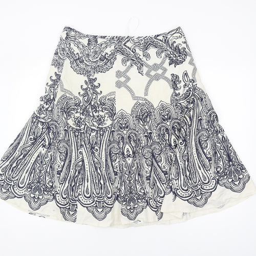 M&Co Women's Ivory Paisley A-Line Skirt Size 16