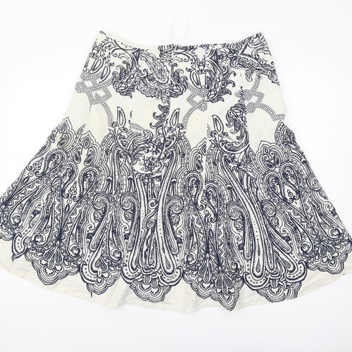 M&Co Women's Ivory Paisley A-Line Skirt Size 16