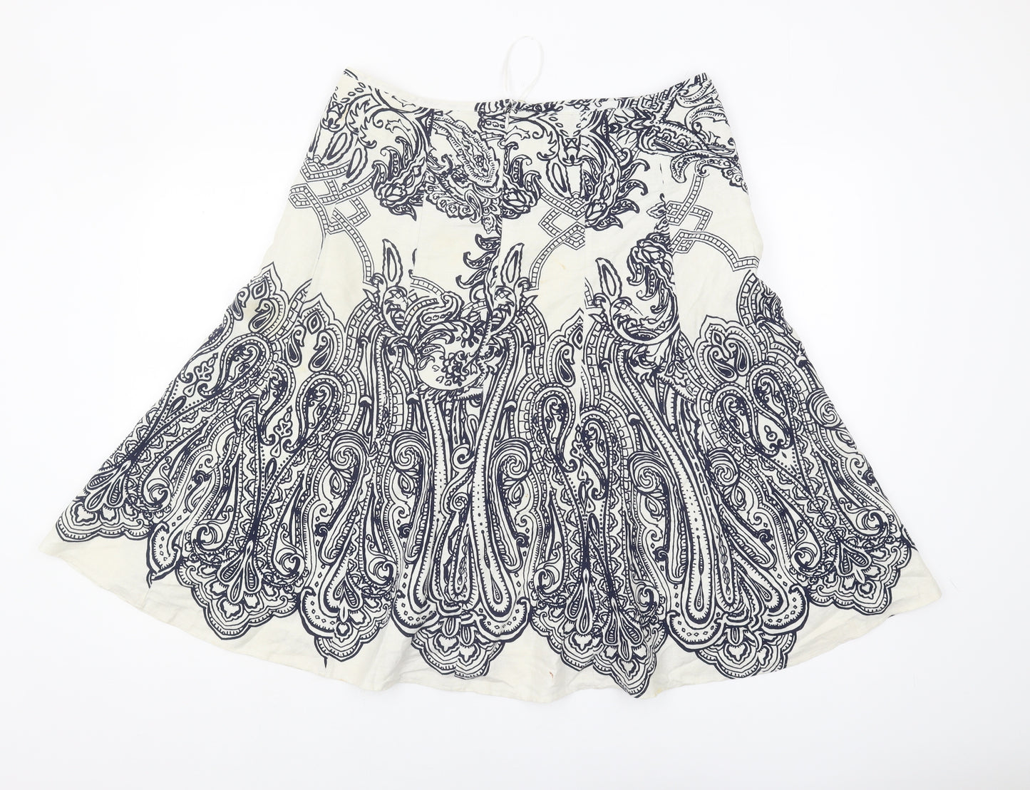 M&Co Women's Ivory Paisley A-Line Skirt Size 16
