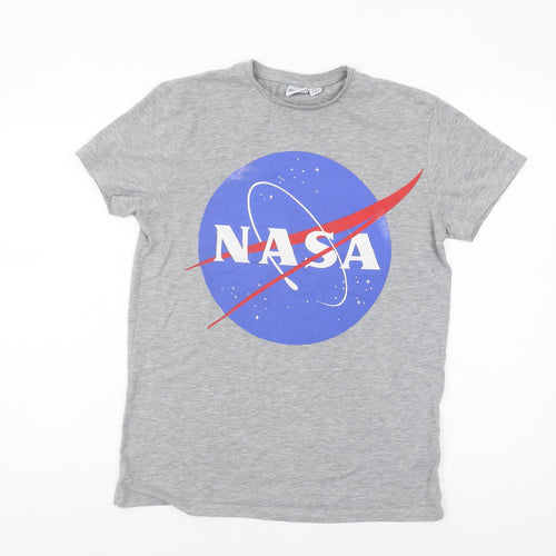 Grey NASA Logo Men's T-Shirt - Size S