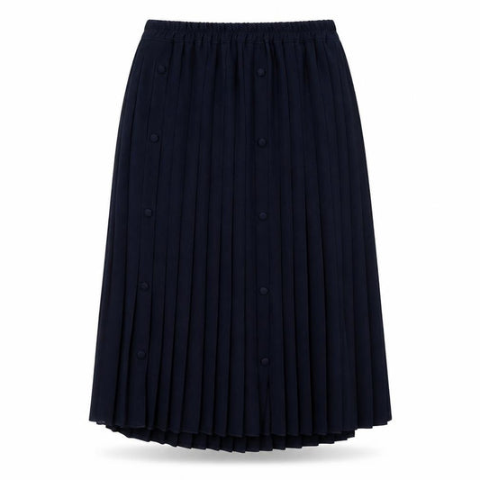 Front view of Stephen Women's Blue Pleated Midi Skirt Vintage