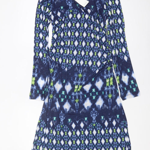 Marks and Spencer Women's Blue Geometric Dress, Size 12